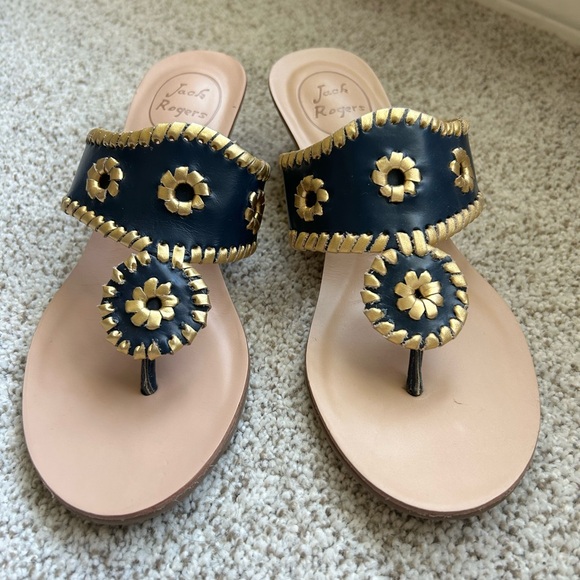 Navy Blue Jack Rogers 2 Inch Wedge Sandals Size 6.5 - Picture 5 of 7